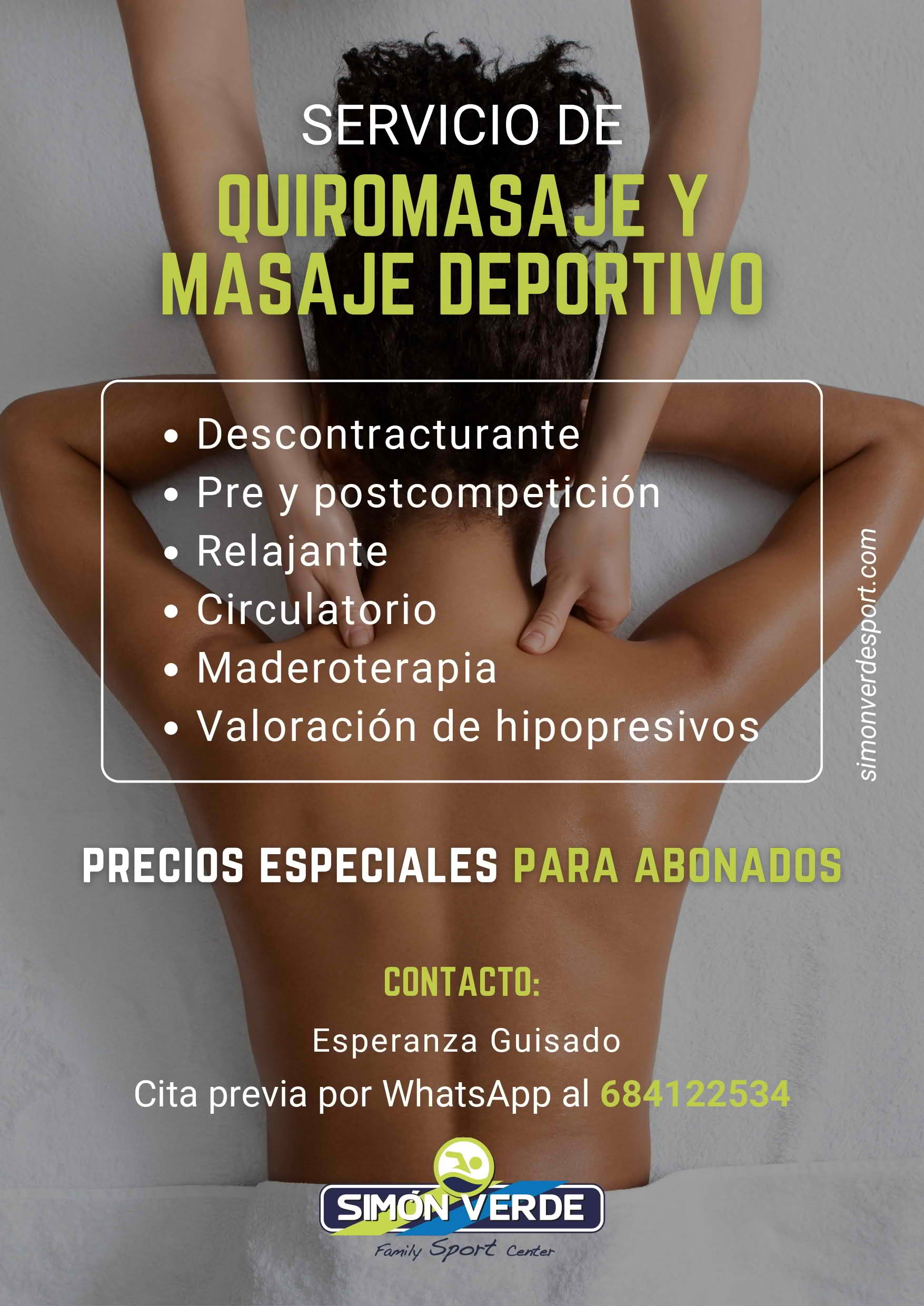 Servicio Quiromasaje y masaje deportivo