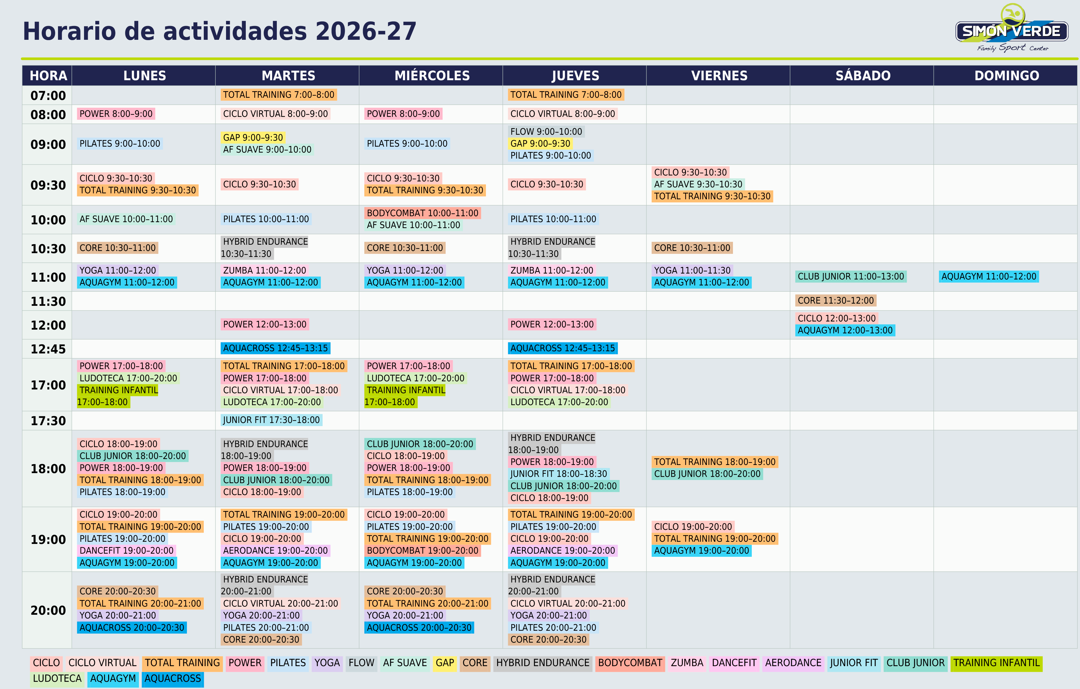 Horario 2026