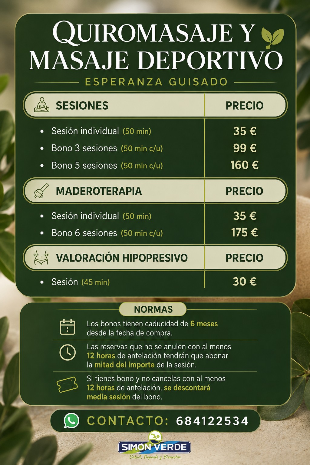Servicio Quiromasaje y masaje deportivo