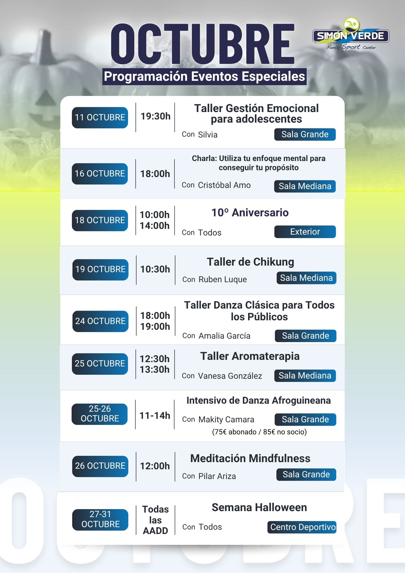 Actividades especiales Octubre